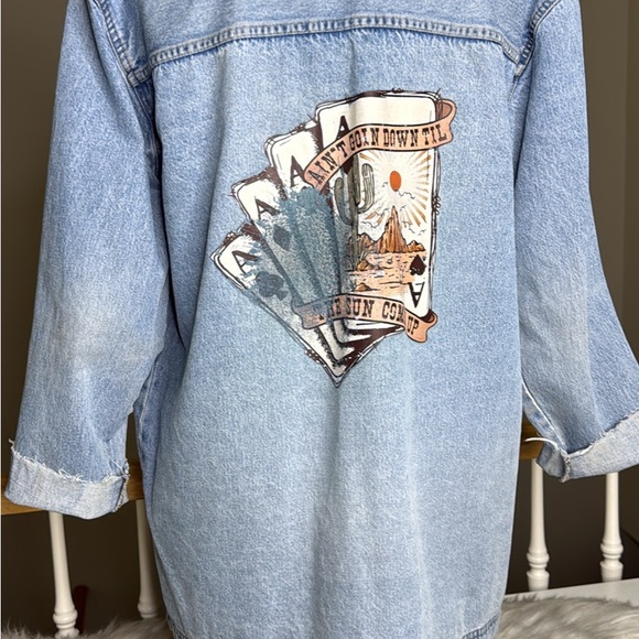 Cabin Creek Light Blue Denim Jacket Eclectic Size 8/10 Retro Embellished Cowgirl - Picture 7 of 9